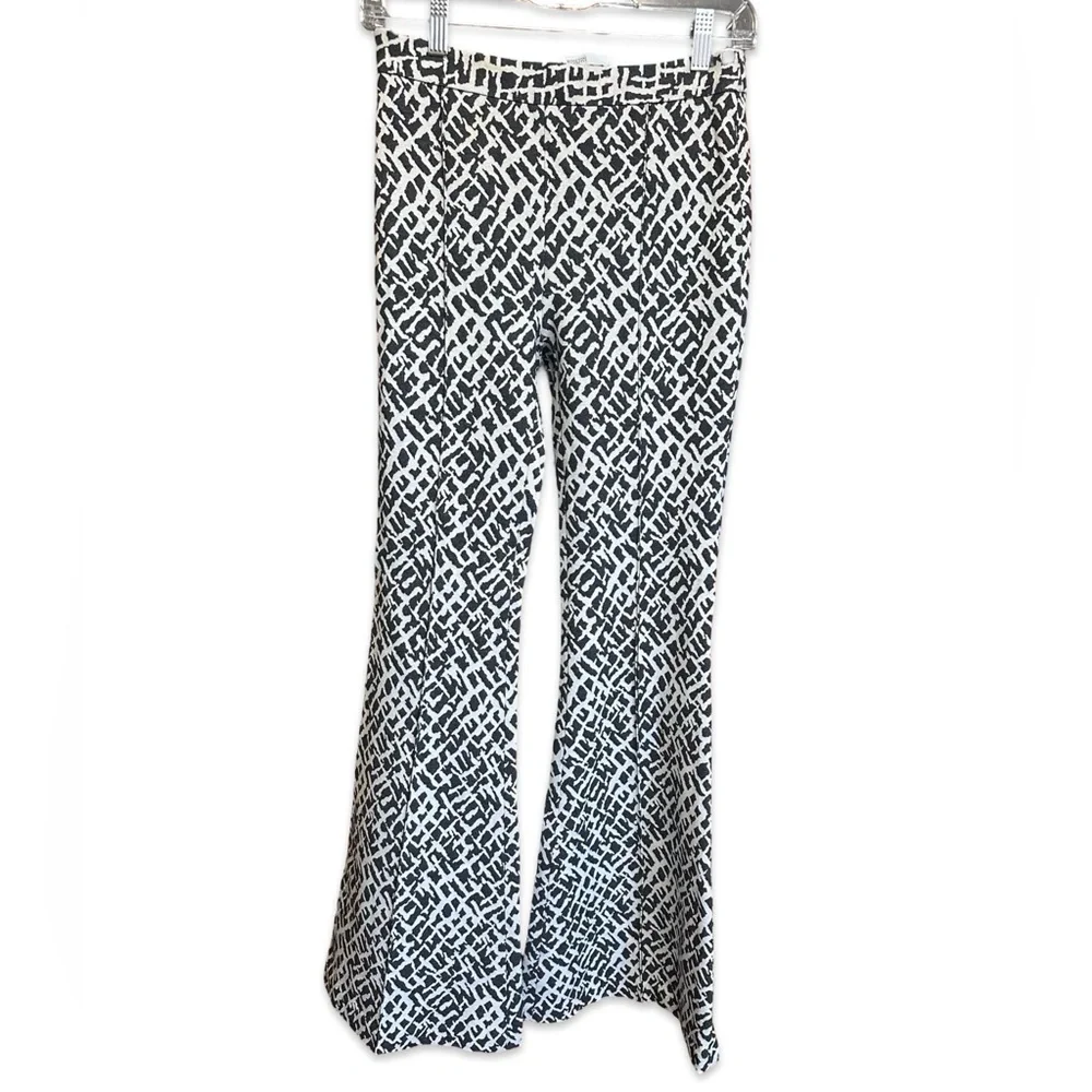 Rosetta Getty Printed Black & White Stretchy Flare Bell Bottom Pants Size Medium - Picture 2 of 6